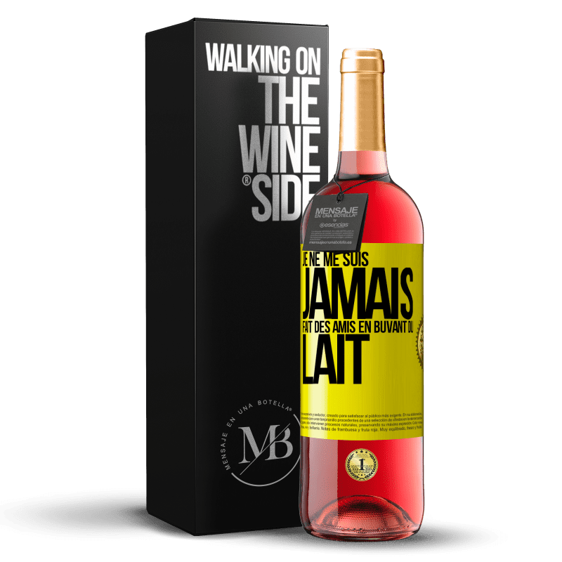 29,95 € Envoi gratuit | Vin rosé Édition ROSÉ Je ne me suis jamais fait des amis en buvant du lait Étiquette Jaune. Étiquette personnalisable Vin jeune Récolte 2023 Tempranillo