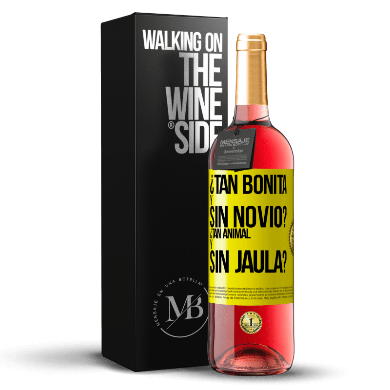 29,95 € Envío gratis | Vino Rosado Edición ROSÉ ¿Tan bonita y sin novio? ¿Tan animal y sin jaula? Etiqueta Amarilla. Etiqueta personalizable Vino joven Cosecha 2023 Tempranillo