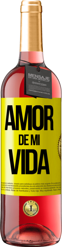 29,95 € | Vino Rosado Edición ROSÉ Amor de mi vida Etiqueta Amarilla. Etiqueta personalizable Vino joven Cosecha 2023 Tempranillo