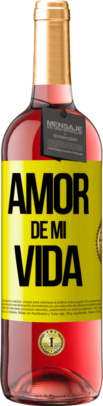 29,95 € | Vino Rosado Edición ROSÉ Amor de mi vida Etiqueta Amarilla. Etiqueta personalizable Vino joven Cosecha 2024 Tempranillo