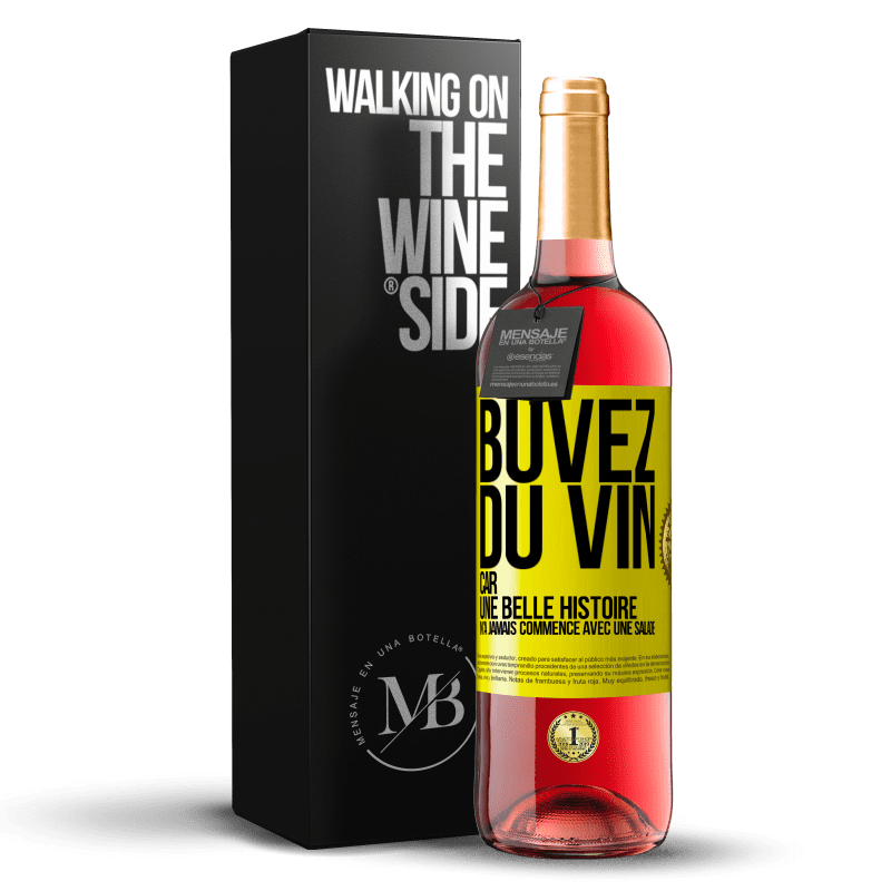 29,95 € Envoi gratuit | Vin rosé Édition ROSÉ Buvez du vin, car une belle histoire n'a jamais commencé avec une salade Étiquette Jaune. Étiquette personnalisable Vin jeune Récolte 2024 Tempranillo