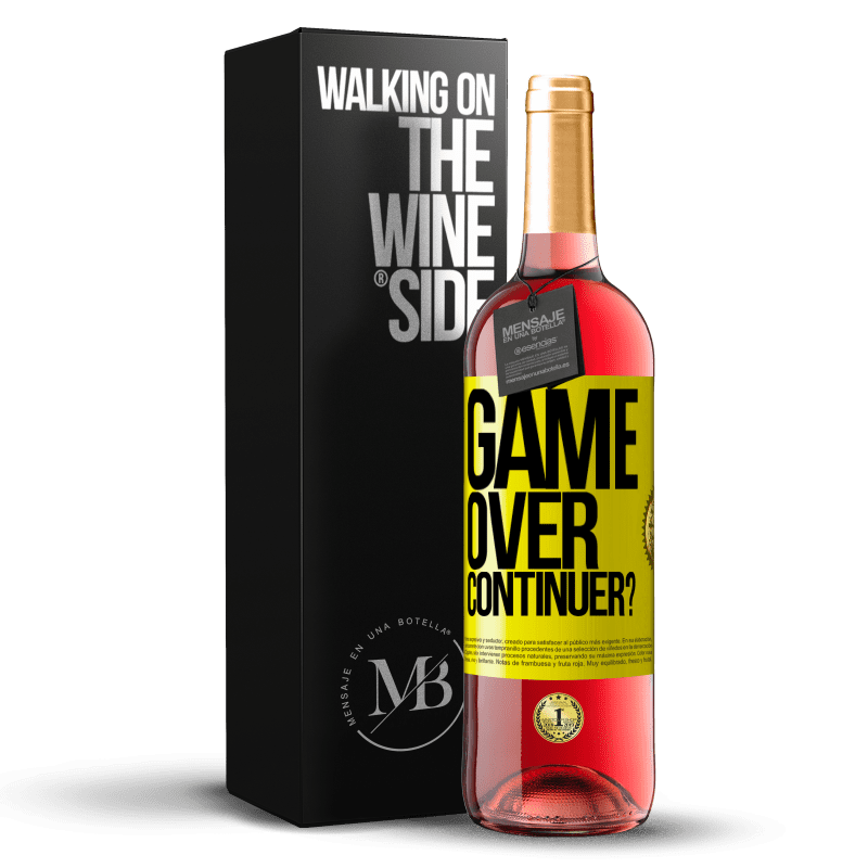 29,95 € Envoi gratuit | Vin rosé Édition ROSÉ GAME OVER. Continuer? Étiquette Jaune. Étiquette personnalisable Vin jeune Récolte 2024 Tempranillo