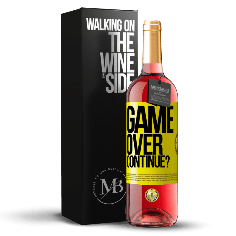 29,95 € Envío gratis | Vino Rosado Edición ROSÉ GAME OVER. Continue? Etiqueta Amarilla. Etiqueta personalizable Vino joven Cosecha 2023 Tempranillo