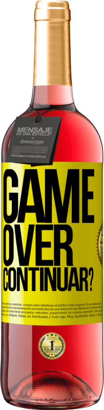 29,95 € | Vinho rosé Edição ROSÉ GAME OVER. Continuar? Etiqueta Amarela. Etiqueta personalizável Vinho jovem Colheita 2025 Tempranillo