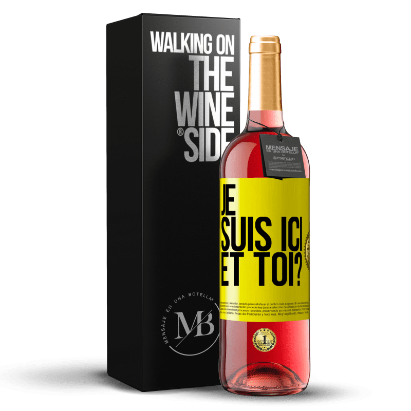 29,95 € Envoi gratuit | Vin rosé Édition ROSÉ Je suis ici. Et toi? Étiquette Jaune. Étiquette personnalisable Vin jeune Récolte 2023 Tempranillo