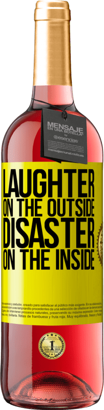 29,95 € Free Shipping | Rosé Wine ROSÉ Edition Laughter on the outside, disaster on the inside Yellow Label. Customizable label Young wine Harvest 2025 Tempranillo