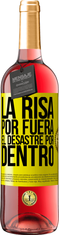 Envío gratis | Vino Rosado Edición ROSÉ La risa por fuera, el desastre por dentro Etiqueta Amarilla. Etiqueta personalizable Vino joven Cosecha 2023 Tempranillo