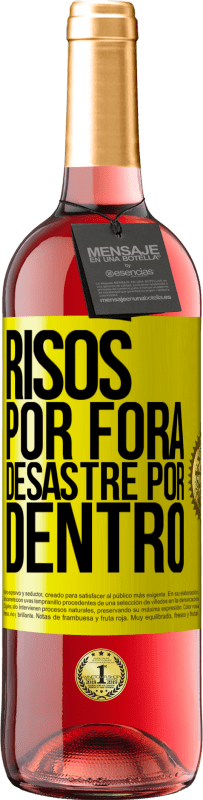 29,95 € | Vinho rosé Edição ROSÉ Risos por fora, desastre por dentro Etiqueta Amarela. Etiqueta personalizável Vinho jovem Colheita 2024 Tempranillo