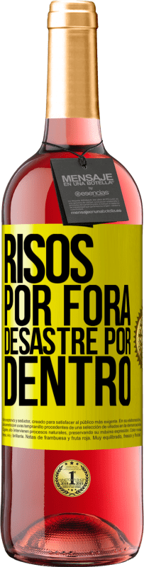 29,95 € Envio grátis | Vinho rosé Edição ROSÉ Risos por fora, desastre por dentro Etiqueta Amarela. Etiqueta personalizável Vinho jovem Colheita 2025 Tempranillo