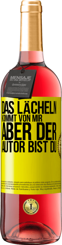 29,95 € | Roséwein ROSÉ Ausgabe Das Lächeln kommt von mir, aber der Autor bist du Gelbes Etikett. Anpassbares Etikett Junger Wein Ernte 2025 Tempranillo