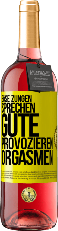 Kostenloser Versand | Roséwein ROSÉ Ausgabe Böse Zungen sprechen, gute provozieren Orgasmen Gelbes Etikett. Anpassbares Etikett Junger Wein Ernte 2023 Tempranillo