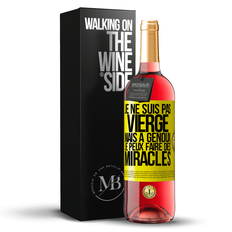 29,95 € Envoi gratuit | Vin rosé Édition ROSÉ Je ne suis pas vierge, mais à genoux je peux faire des miracles Étiquette Jaune. Étiquette personnalisable Vin jeune Récolte 2023 Tempranillo