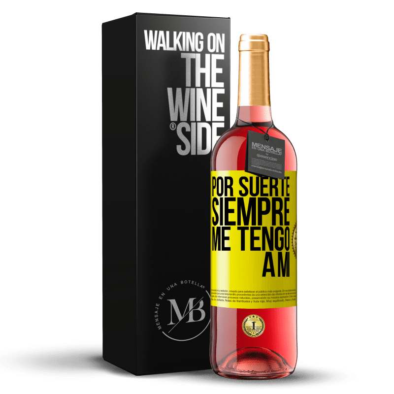 29,95 € Envío gratis | Vino Rosado Edición ROSÉ Por suerte siempre me tengo a mí Etiqueta Amarilla. Etiqueta personalizable Vino joven Cosecha 2023 Tempranillo