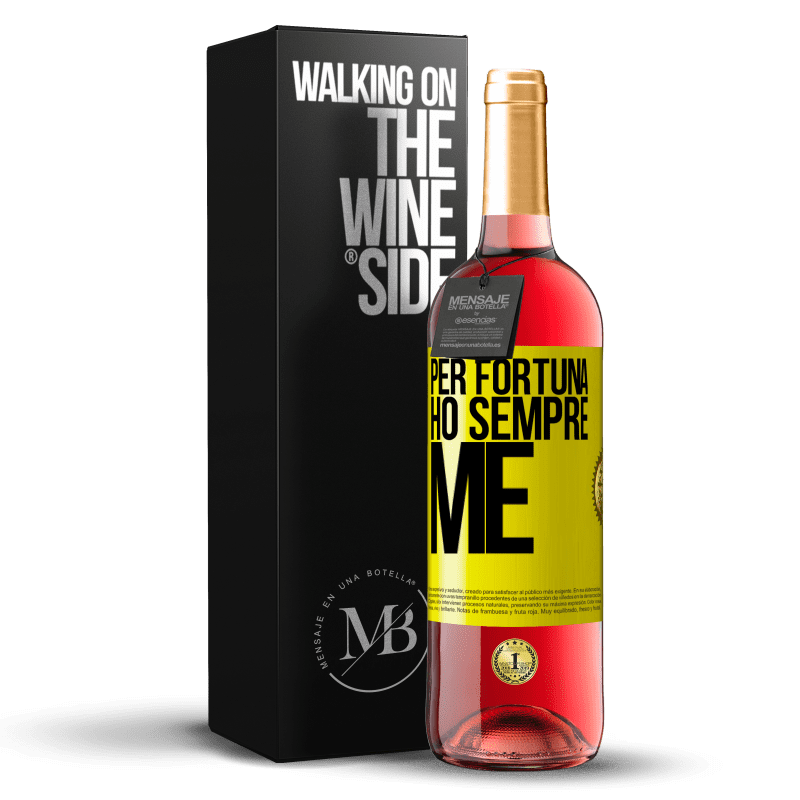 29,95 € Spedizione Gratuita | Vino rosato Edizione ROSÉ Per fortuna ho sempre me Etichetta Gialla. Etichetta personalizzabile Vino giovane Raccogliere 2025 Tempranillo