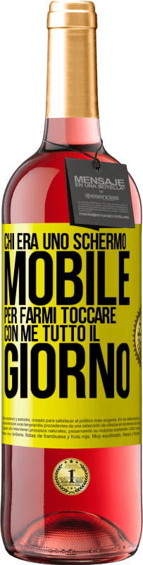 Spedizione Gratuita | Vino rosato Edizione ROSÉ Chi era uno schermo mobile per farmi toccare con me tutto il giorno Etichetta Gialla. Etichetta personalizzabile Vino giovane Raccogliere 2023 Tempranillo