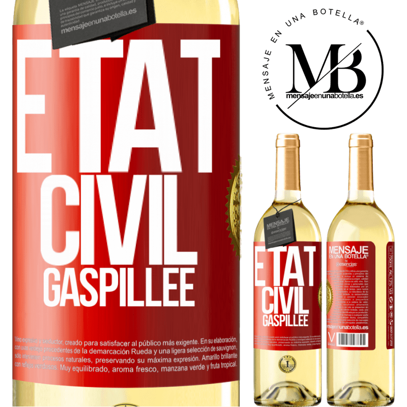 29,95 € Envoi gratuit | Vin blanc Édition WHITE État civil: gaspillée Étiquette Rouge. Étiquette personnalisable Vin jeune Récolte 2023 Verdejo