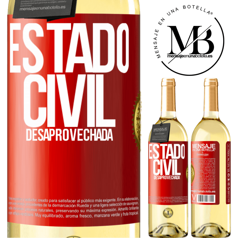 29,95 € Envío gratis | Vino Blanco Edición WHITE Estado civil: desaprovechada Etiqueta Roja. Etiqueta personalizable Vino joven Cosecha 2023 Verdejo