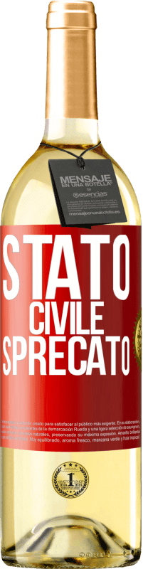 29,95 € Spedizione Gratuita | Vino bianco Edizione WHITE Stato civile: sprecato Etichetta Rossa. Etichetta personalizzabile Vino giovane Raccogliere 2024 Verdejo