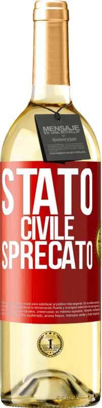 29,95 € Spedizione Gratuita | Vino bianco Edizione WHITE Stato civile: sprecato Etichetta Rossa. Etichetta personalizzabile Vino giovane Raccogliere 2025 Verdejo