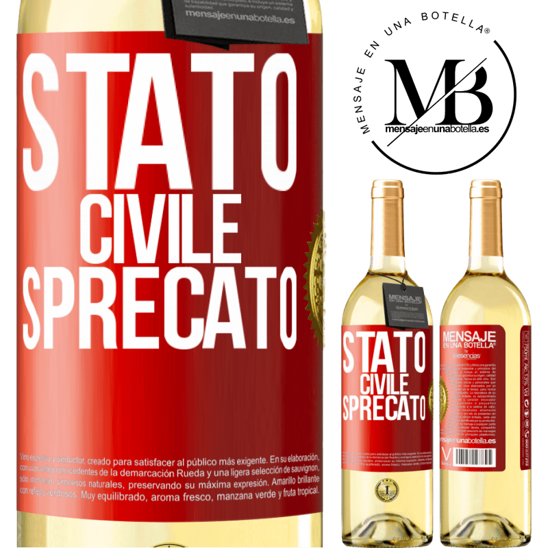 29,95 € Spedizione Gratuita | Vino bianco Edizione WHITE Stato civile: sprecato Etichetta Rossa. Etichetta personalizzabile Vino giovane Raccogliere 2023 Verdejo