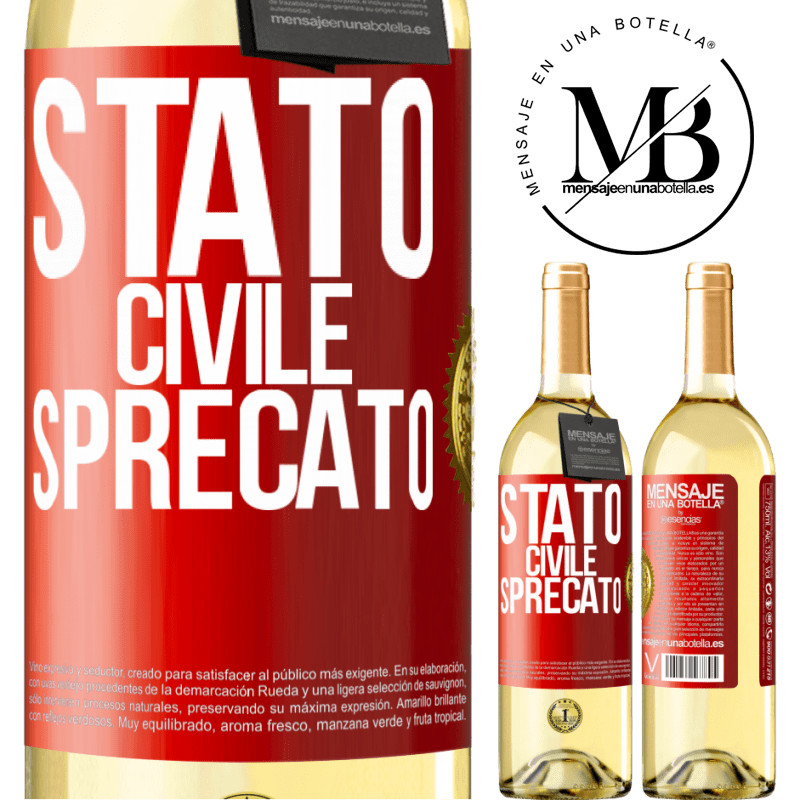29,95 € Spedizione Gratuita | Vino bianco Edizione WHITE Stato civile: sprecato Etichetta Rossa. Etichetta personalizzabile Vino giovane Raccogliere 2025 Verdejo