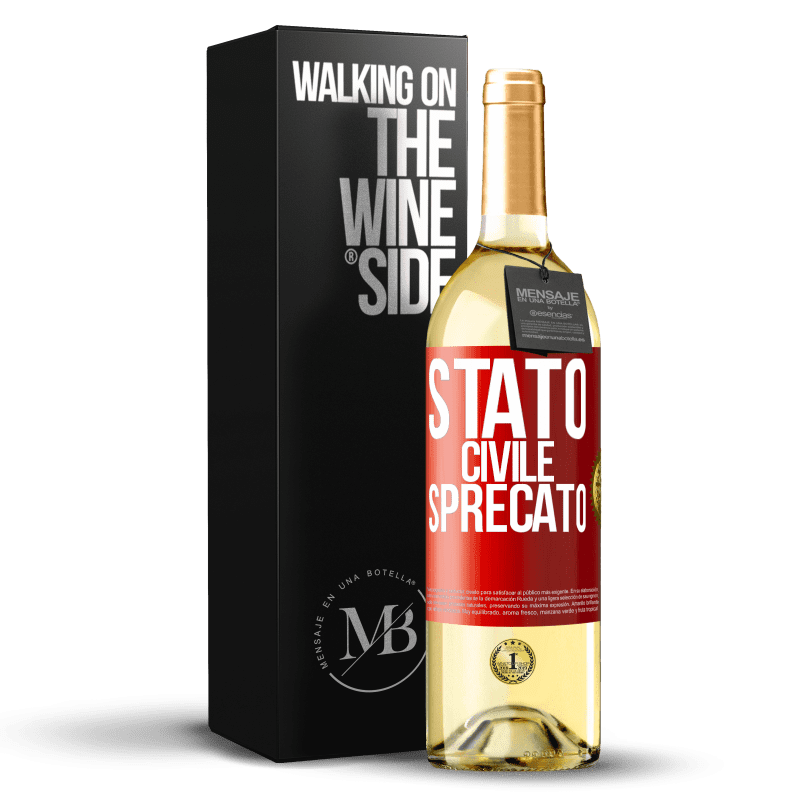29,95 € Spedizione Gratuita | Vino bianco Edizione WHITE Stato civile: sprecato Etichetta Rossa. Etichetta personalizzabile Vino giovane Raccogliere 2025 Verdejo