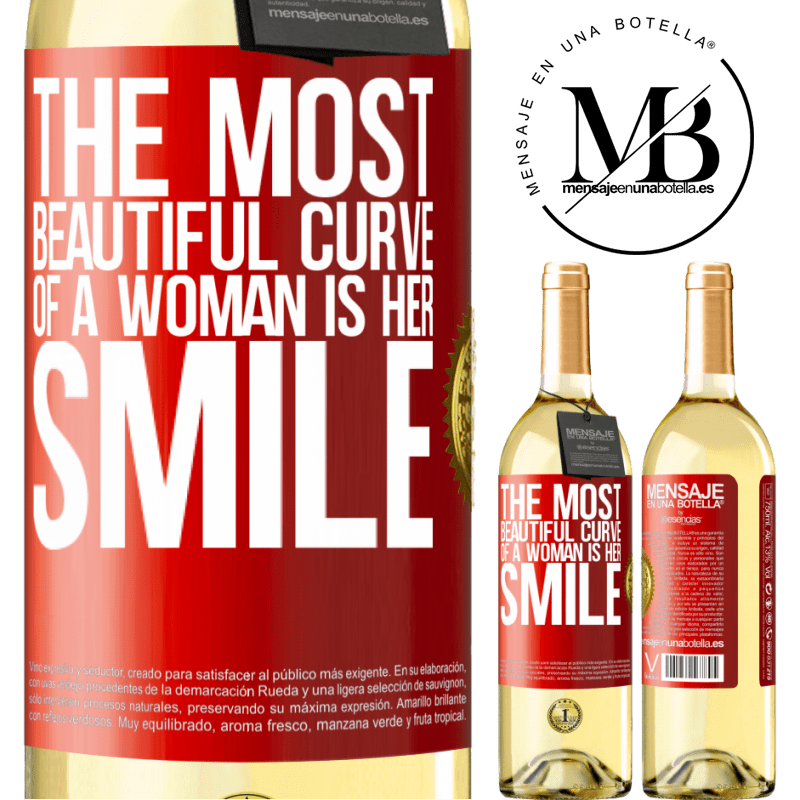 24,95 € Free Shipping | White Wine WHITE Edition The most beautiful curve of a woman is her smile Red Label. Customizable label Young wine Harvest 2021 Verdejo