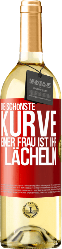 29,95 € Kostenloser Versand | Weißwein WHITE Ausgabe Die schönste Kurve einer Frau ist ihr Lächeln Rote Markierung. Anpassbares Etikett Junger Wein Ernte 2024 Verdejo