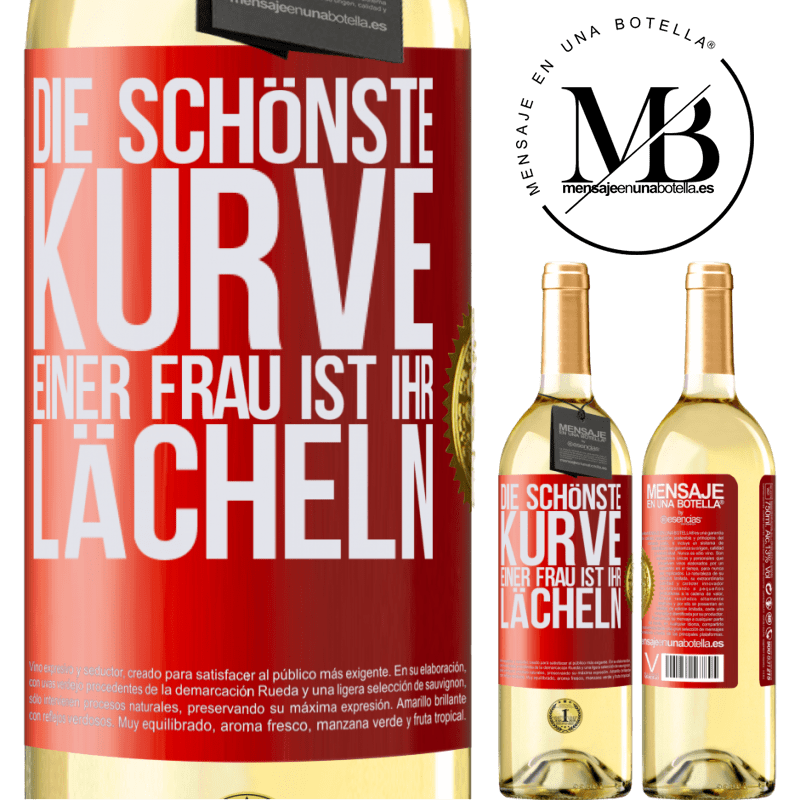 29,95 € Kostenloser Versand | Weißwein WHITE Ausgabe Die schönste Kurve einer Frau ist ihr Lächeln Rote Markierung. Anpassbares Etikett Junger Wein Ernte 2025 Verdejo