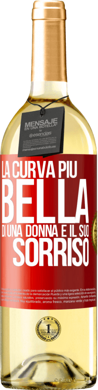 29,95 € Spedizione Gratuita | Vino bianco Edizione WHITE La curva più bella di una donna è il suo sorriso Etichetta Rossa. Etichetta personalizzabile Vino giovane Raccogliere 2025 Verdejo
