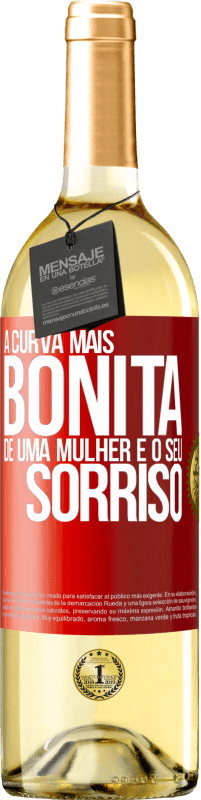 29,95 € | Vinho branco Edição WHITE A curva mais bonita de uma mulher é o seu sorriso Etiqueta Vermelha. Etiqueta personalizável Vinho jovem Colheita 2024 Verdejo