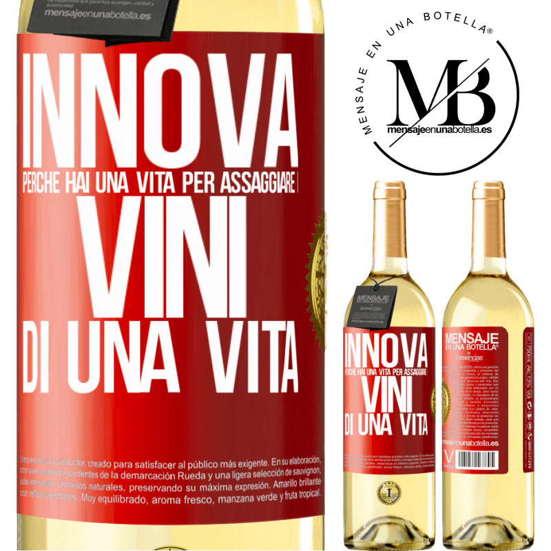 29,95 € Spedizione Gratuita | Vino bianco Edizione WHITE Innova, perché hai una vita per assaggiare i vini di una vita Etichetta Rossa. Etichetta personalizzabile Vino giovane Raccogliere 2023 Verdejo