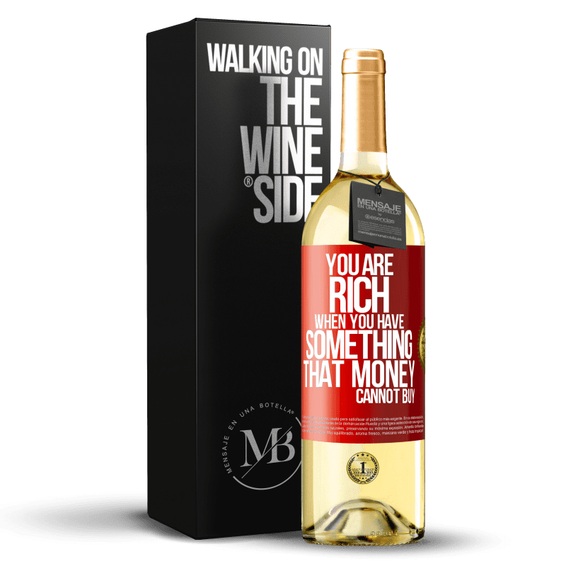 29,95 € Free Shipping | White Wine WHITE Edition You are rich when you have something that money cannot buy Red Label. Customizable label Young wine Harvest 2024 Verdejo