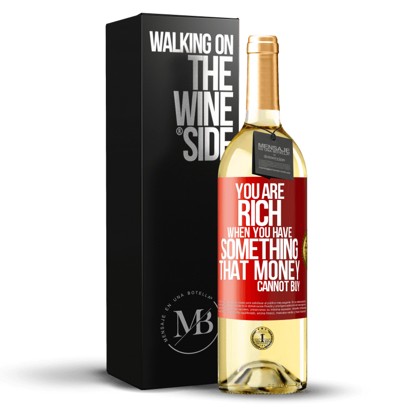 29,95 € Free Shipping | White Wine WHITE Edition You are rich when you have something that money cannot buy Red Label. Customizable label Young wine Harvest 2025 Verdejo