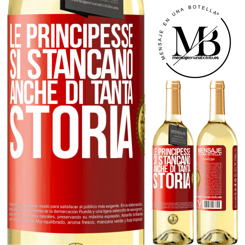 29,95 € Spedizione Gratuita | Vino bianco Edizione WHITE Le principesse si stancano anche di tanta storia Etichetta Rossa. Etichetta personalizzabile Vino giovane Raccogliere 2023 Verdejo