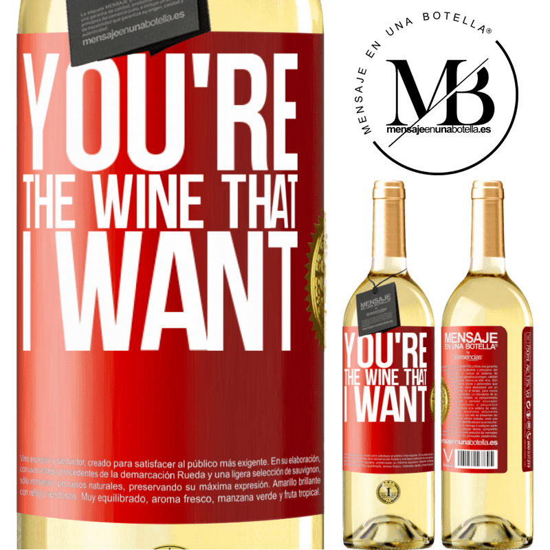 29,95 € Envío gratis | Vino Blanco Edición WHITE You're the wine that I want Etiqueta Roja. Etiqueta personalizable Vino joven Cosecha 2024 Verdejo