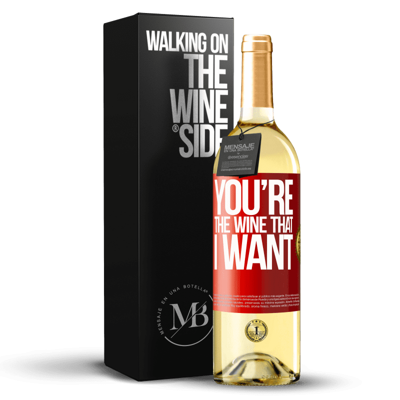 29,95 € Envío gratis | Vino Blanco Edición WHITE You're the wine that I want Etiqueta Roja. Etiqueta personalizable Vino joven Cosecha 2023 Verdejo