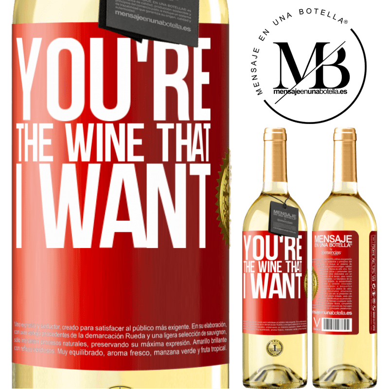 29,95 € Envio grátis | Vinho branco Edição WHITE You're the wine that I want Etiqueta Vermelha. Etiqueta personalizável Vinho jovem Colheita 2024 Verdejo