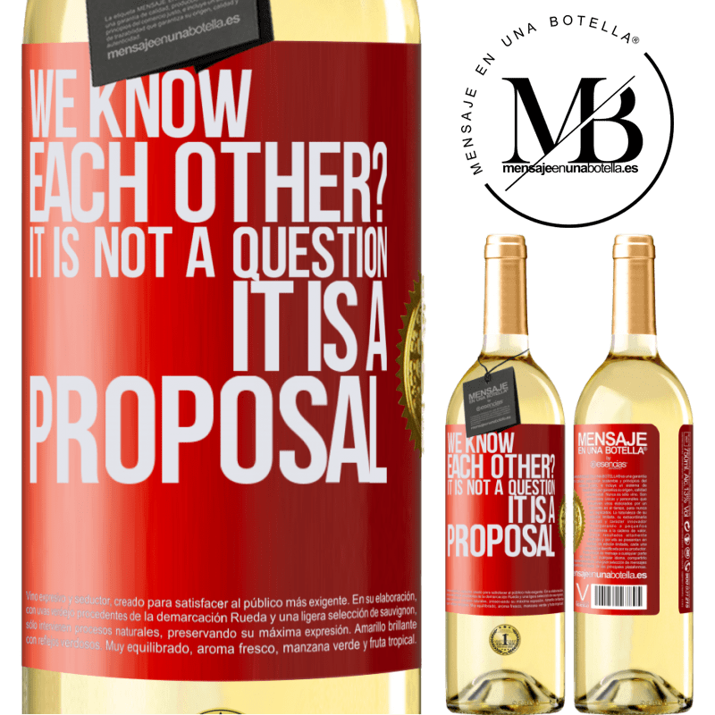 29,95 € Free Shipping | White Wine WHITE Edition We know each other? It is not a question, it is a proposal Red Label. Customizable label Young wine Harvest 2024 Verdejo