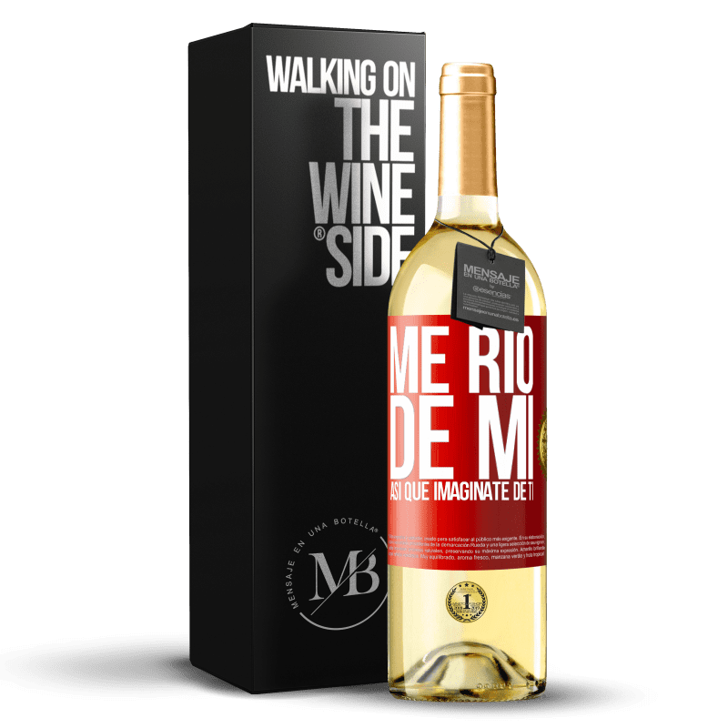 29,95 € Envío gratis | Vino Blanco Edición WHITE Me río de mí, así que imagínate de ti Etiqueta Roja. Etiqueta personalizable Vino joven Cosecha 2024 Verdejo