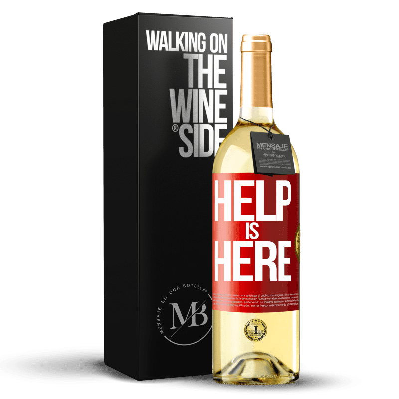 29,95 € Kostenloser Versand | Weißwein WHITE Ausgabe Help is Here Rote Markierung. Anpassbares Etikett Junger Wein Ernte 2024 Verdejo