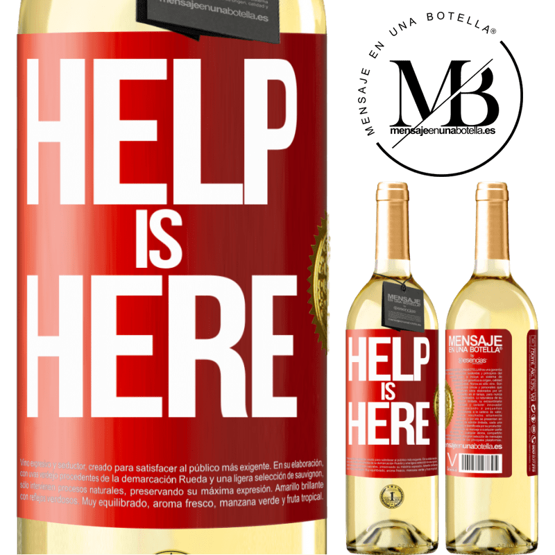 29,95 € Spedizione Gratuita | Vino bianco Edizione WHITE Help is Here Etichetta Rossa. Etichetta personalizzabile Vino giovane Raccogliere 2024 Verdejo