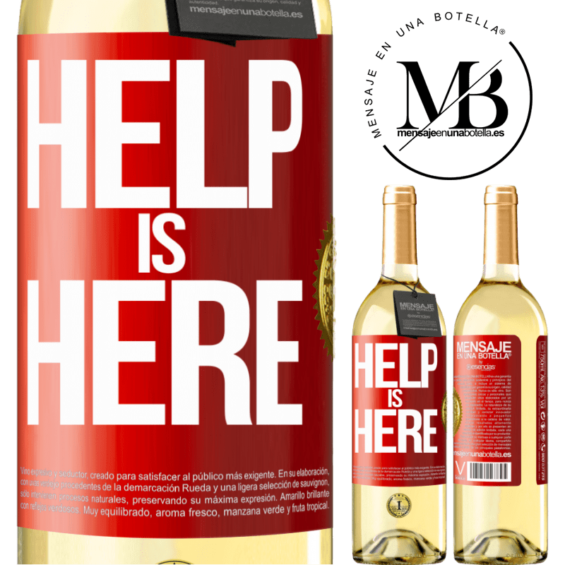 29,95 € Envio grátis | Vinho branco Edição WHITE Help is Here Etiqueta Vermelha. Etiqueta personalizável Vinho jovem Colheita 2024 Verdejo
