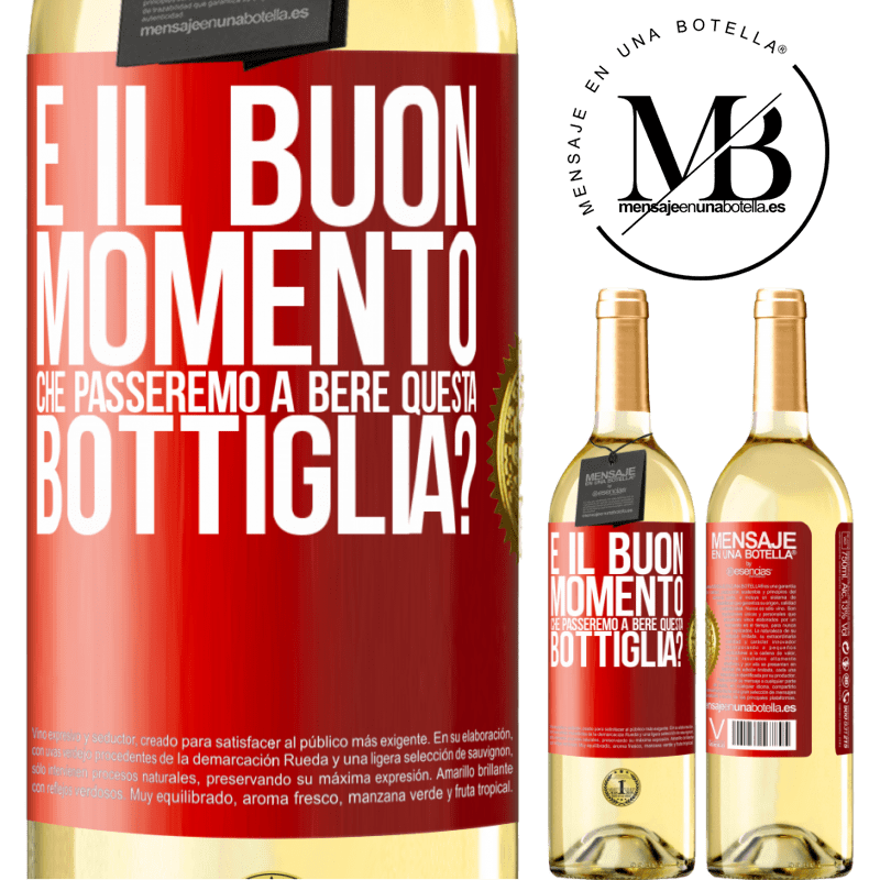 29,95 € Spedizione Gratuita | Vino bianco Edizione WHITE e il buon momento che passeremo a bere questa bottiglia? Etichetta Rossa. Etichetta personalizzabile Vino giovane Raccogliere 2024 Verdejo