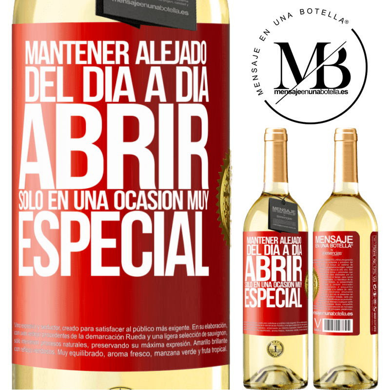 29,95 € Envío gratis | Vino Blanco Edición WHITE Mantener alejado del día a día. Abrir sólo en una ocasión muy especial Etiqueta Roja. Etiqueta personalizable Vino joven Cosecha 2024 Verdejo