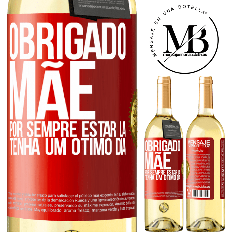 29,95 € Envio grátis | Vinho branco Edição WHITE Obrigado mãe, por sempre estar lá. Tenha um ótimo dia Etiqueta Vermelha. Etiqueta personalizável Vinho jovem Colheita 2023 Verdejo