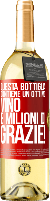 29,95 € | Vino bianco Edizione WHITE Questa bottiglia contiene un ottimo vino e milioni di GRAZIE! Etichetta Rossa. Etichetta personalizzabile Vino giovane Raccogliere 2023 Verdejo