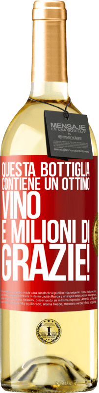 29,95 € Spedizione Gratuita | Vino bianco Edizione WHITE Questa bottiglia contiene un ottimo vino e milioni di GRAZIE! Etichetta Rossa. Etichetta personalizzabile Vino giovane Raccogliere 2025 Verdejo