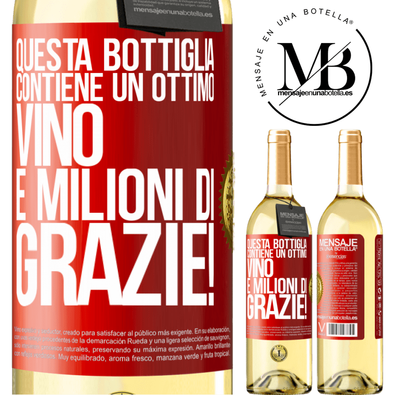29,95 € Spedizione Gratuita | Vino bianco Edizione WHITE Questa bottiglia contiene un ottimo vino e milioni di GRAZIE! Etichetta Rossa. Etichetta personalizzabile Vino giovane Raccogliere 2025 Verdejo