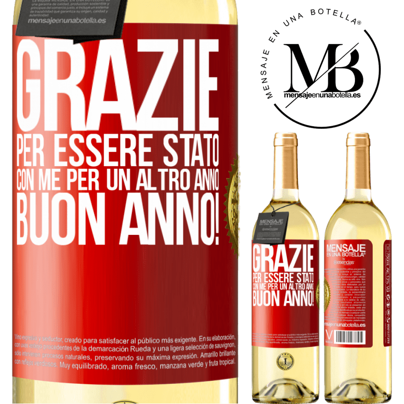 29,95 € Spedizione Gratuita | Vino bianco Edizione WHITE Grazie per essere stato con me per un altro anno. Buon anno! Etichetta Rossa. Etichetta personalizzabile Vino giovane Raccogliere 2024 Verdejo